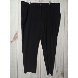 Prescott New York Black Cropped Dress Pants Womens Size 24W Elastic Waist